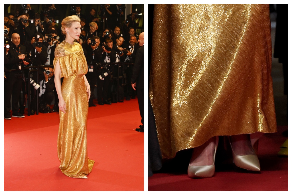 Cate Blanchett in Gold Dress and Satin Pumps at 'Rumours' Red Carpet Premiere – Footwear News - Vimarsana News