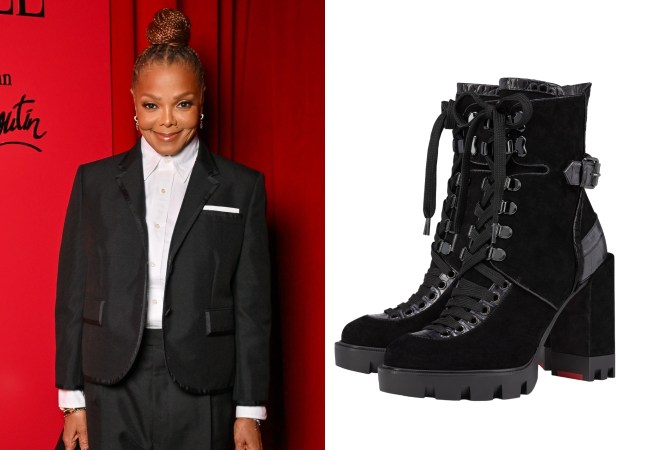 Janet Jackson kombiniert einen Anzug von Thom Browne mit Springerstiefeln ...